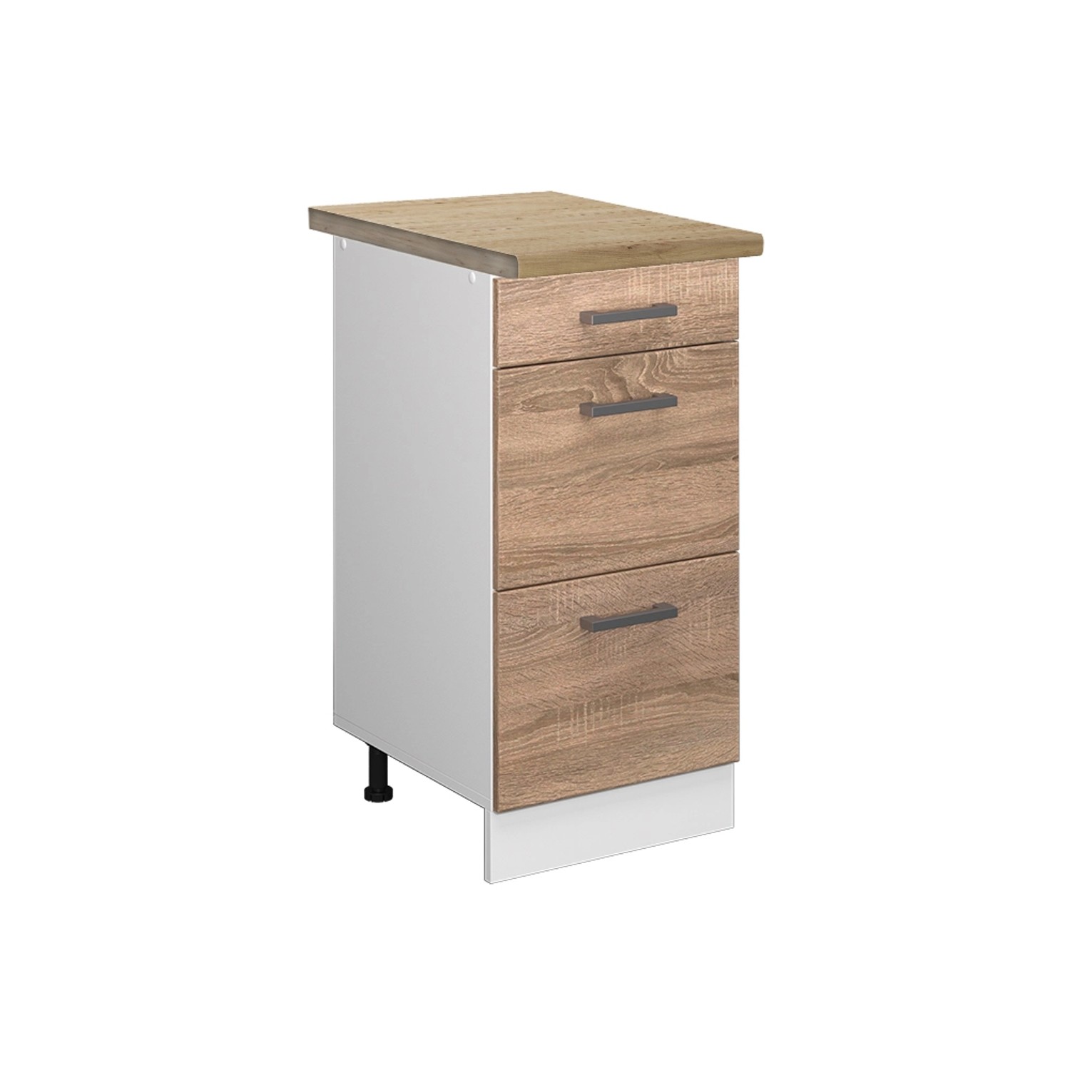 Vicco Küchenunterschrank R-Line Sonoma/Weiß 40 cm mit Schubladen AP Eiche