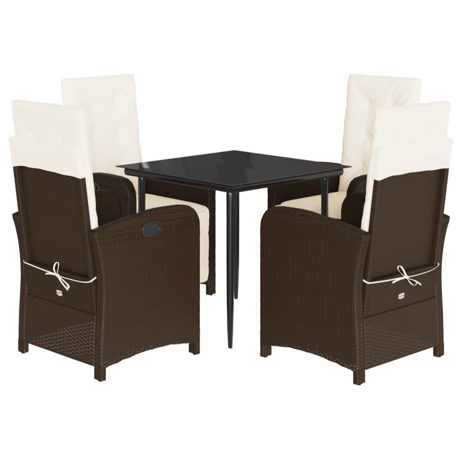 vidaXL 5-Tlg Garten-Essgruppe mit Kissen Braun Poly Rattan 3212332 günstig online kaufen