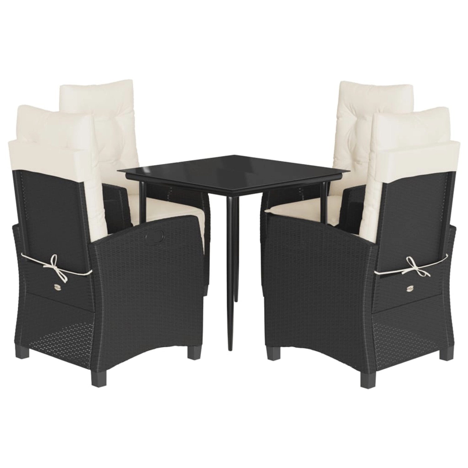 vidaXL 5-Tlg Garten-Essgruppe mit Kissen Schwarz Poly Rattan 3212724 günstig online kaufen