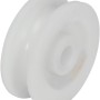 Weiße Seilrolle aus Kunststoff, 40 mm, für Seile bis 9 mm Durchmesser.