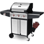 DELUKE Gasgrill 3+1 Brenner mit Deckel DELO mit Handschuhe Grillwagen mit Seitenbrenner Campinggrill mit Seitenablage Thermometer