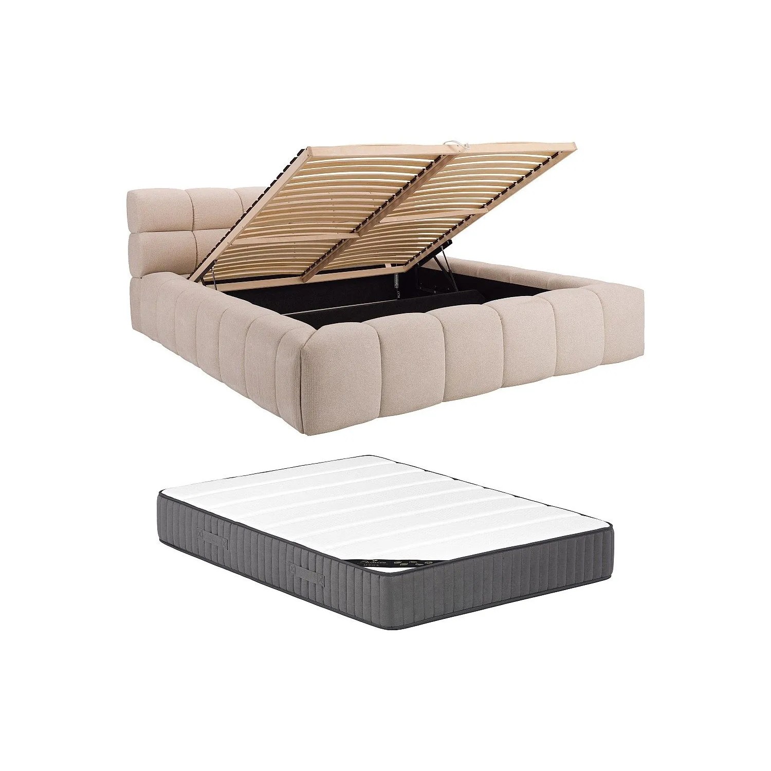 Vente-unique Bett Mit Bettkasten Forvik Beige 224 cm