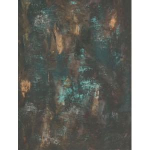 Dunkelgrüne Vliestapete in Patina Optik mit Rost Motiv für Schlafzimmer und Büro.