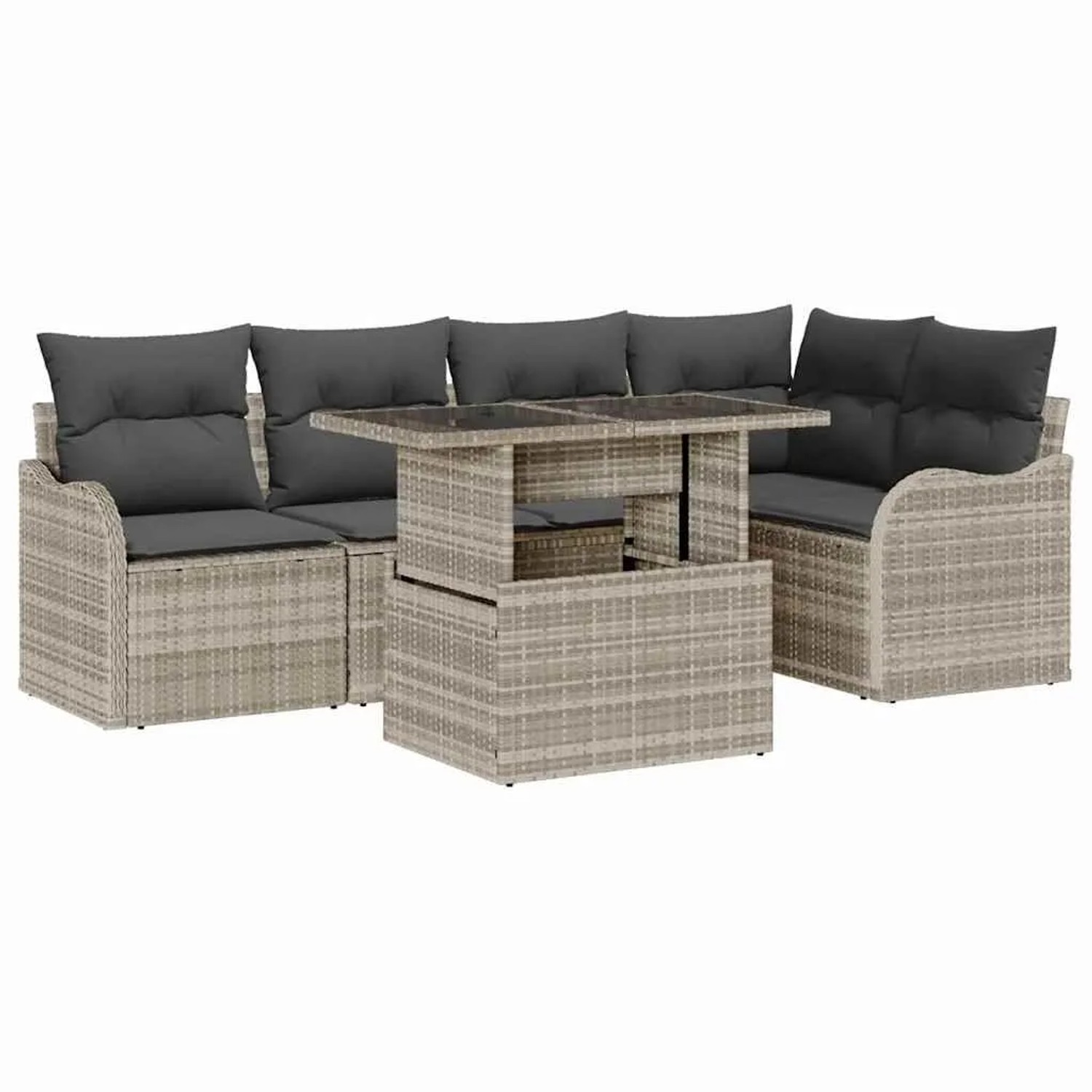 vidaXL Gartensofa-set mit Kissen 6-Tlg Hellgrau Poly-Rattan 3357205 günstig online kaufen