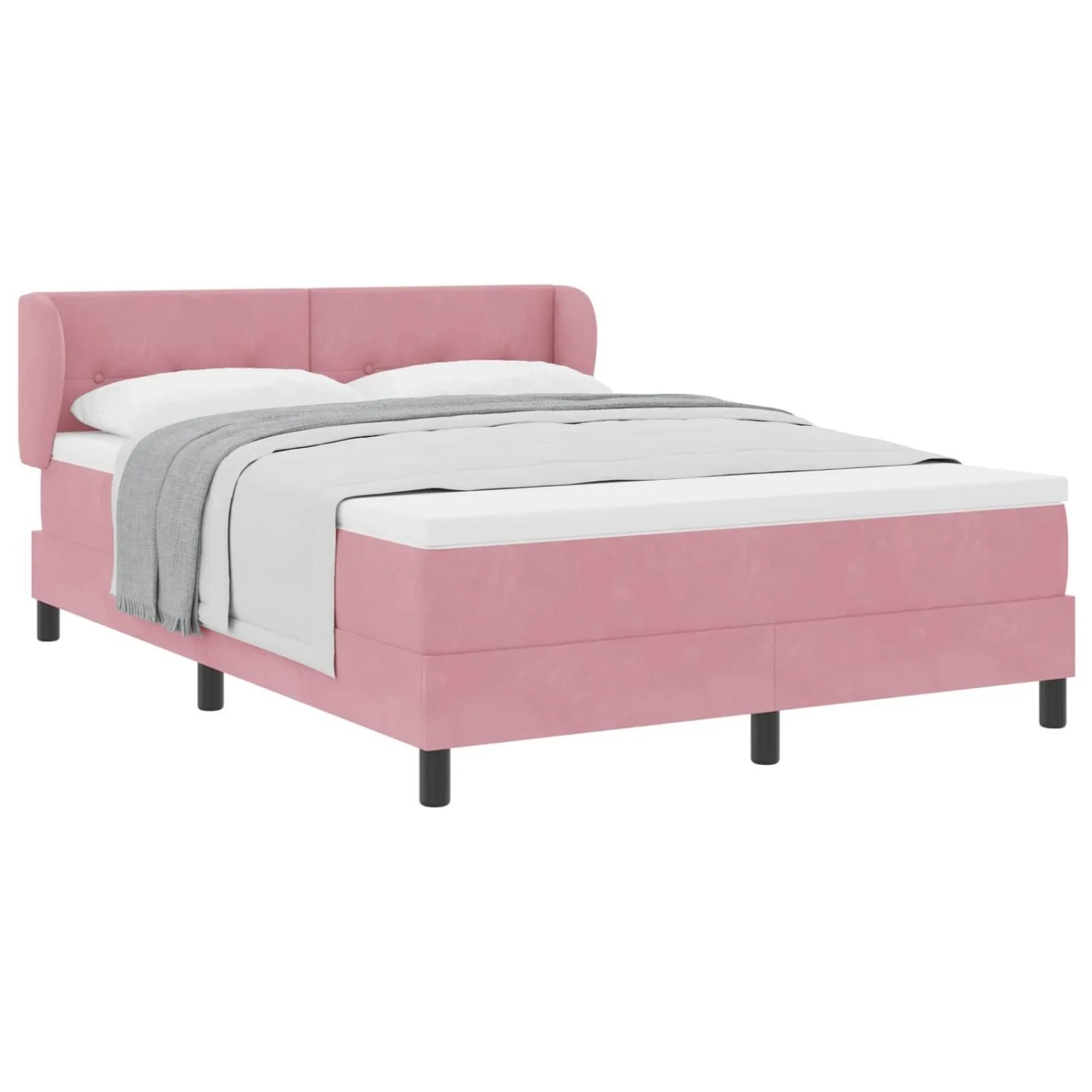 vidaXL Boxspringbett mit Matratze mit Kopfteil Rosa 140 x 190 cm Samt 3340387