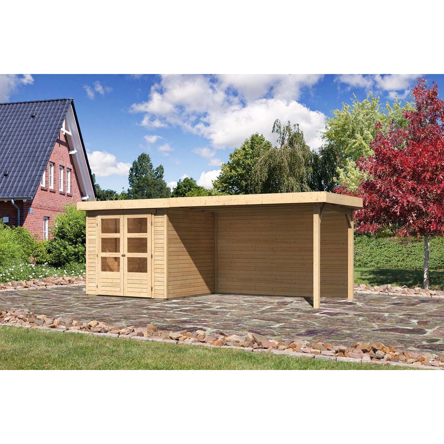 Karibu Holz-Gartenhaus Boras Natur Flachdach Unbehandelt 209 cm x 213 cm günstig online kaufen