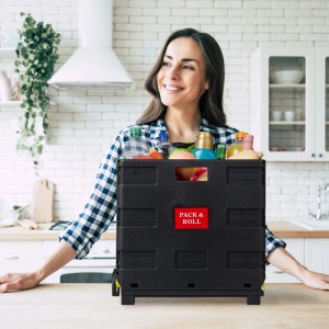 Relaxdays Einkaufstrolley ABS Aluminium Gelb Klappbar 99 cm x 45,5 cm x 37,5 cm 3 kg