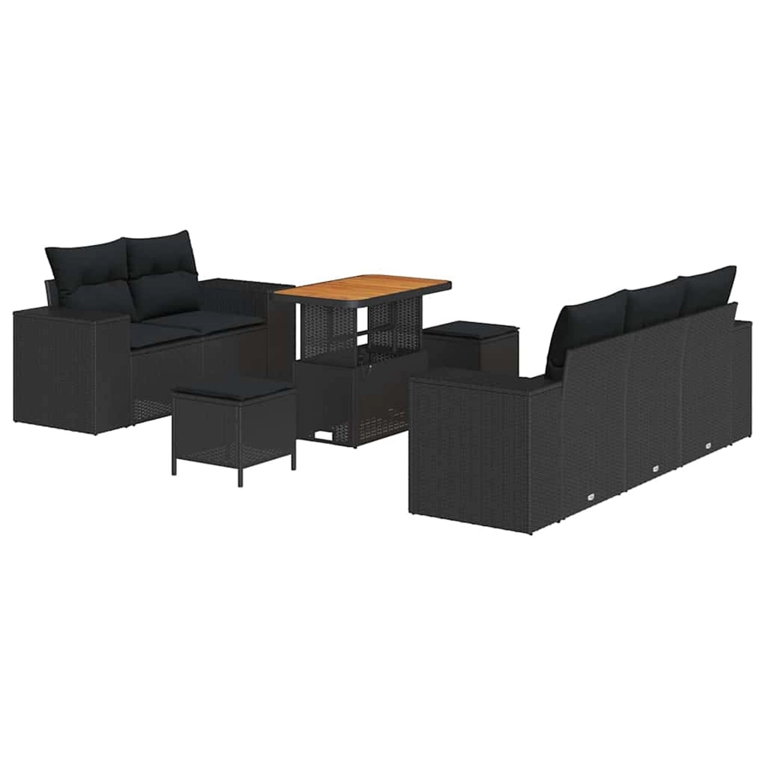 vidaXL Garten-Sofa-Set 8-Tlg Schwarz Poly Rattan 3361949 günstig online kaufen