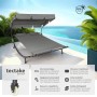 Tectake Gartenliege Livorno, schwarz-grau, mit verstellbarem Sonnendach für 2 Personen am Pool.