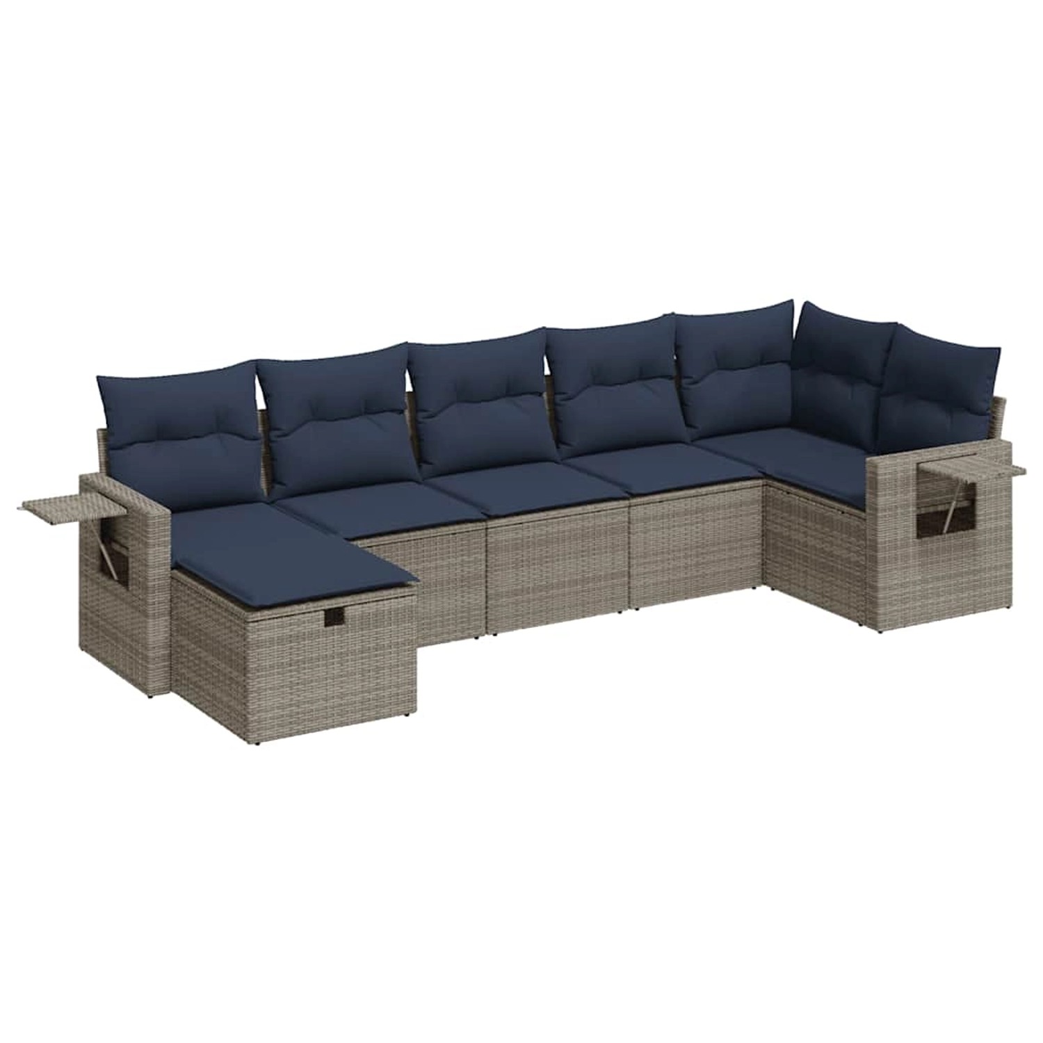 vidaXL 7-Tlg Garten-Sofagarnitur mit Kissen Grau Poly Rattan 3325507 günstig online kaufen