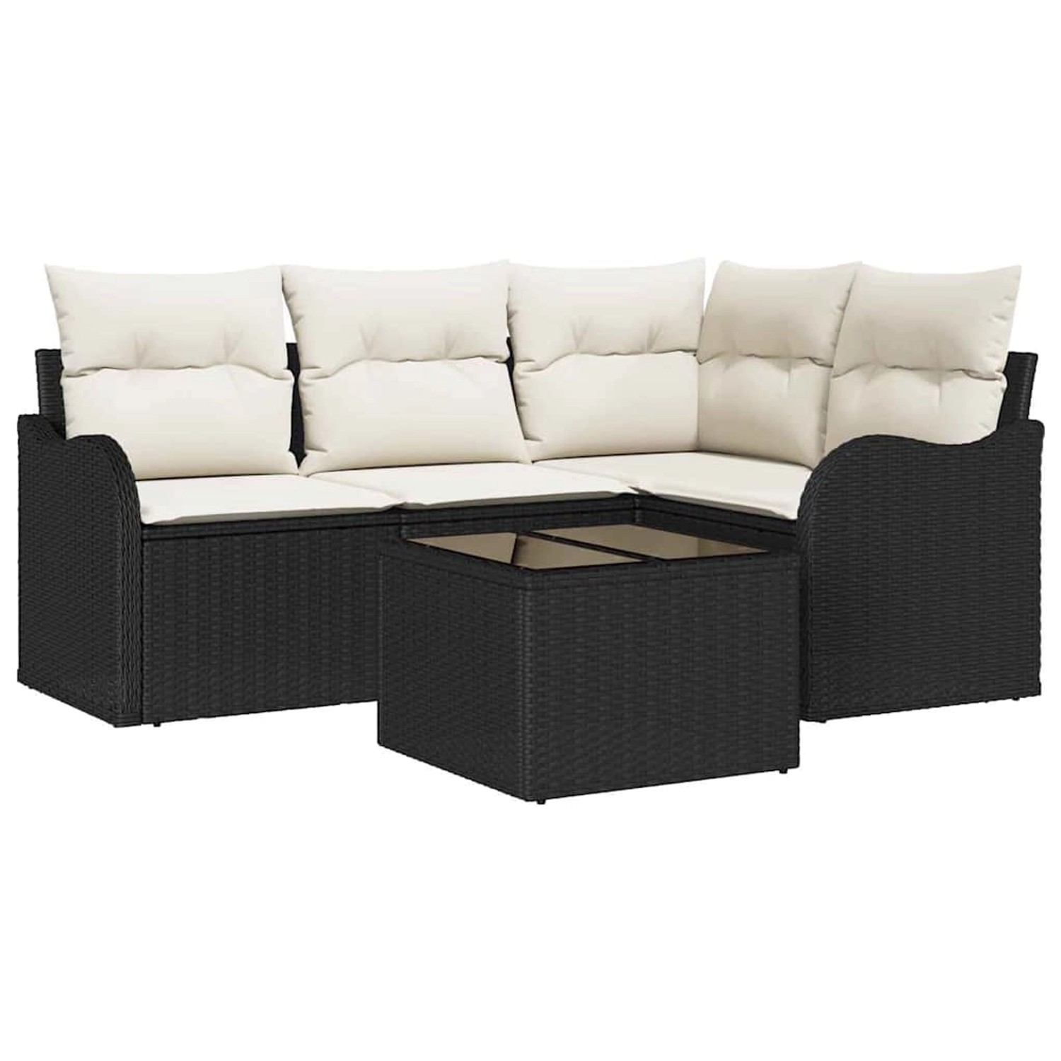 vidaXL Garten-Sofa-Set mit Kissen 5-Tlg Schwarz Poly Rattan 3345687 günstig online kaufen