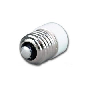 Weißer E27 auf E14 Lampenfassung Adapter aus Kunststoff. Ermöglicht E14 Leuchtmittel in E27 Schraubsockel.