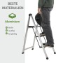 TRUTZHOLM Alu Trittleiter mit 3 Stufen, silber, klappbar und mit Anti-Rutsch-Trittflächen.