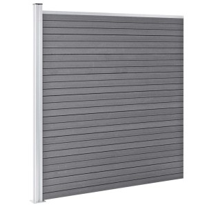 vidaXL WPC Zaun-Set 7 Quadrate + 1 Schräge 1311x186 cm Grau 3053239