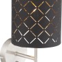 Schwarze Globo Wandleuchte Clarke mit goldenem Innenleben und Textilschirm, 26x15x19 cm.