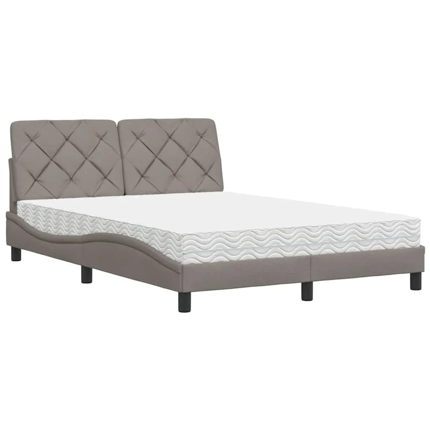 vidaXL Bett mit Matratze Taupe 140x190 cm Stoff 3310738