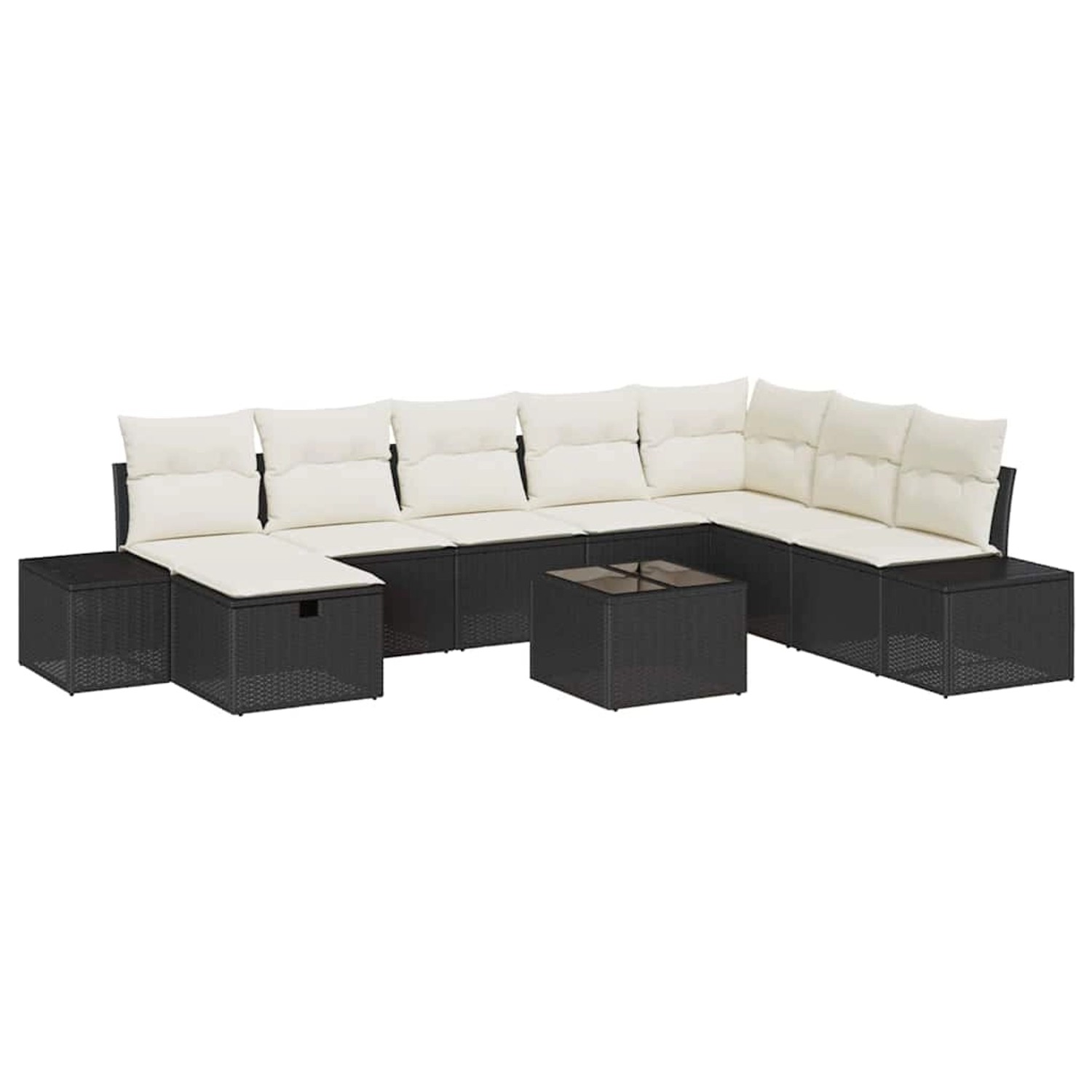 vidaXL Garten-Sofa-Set mit Kissen 9-Tlg Schwarz Poly Rattan 3359436 günstig online kaufen