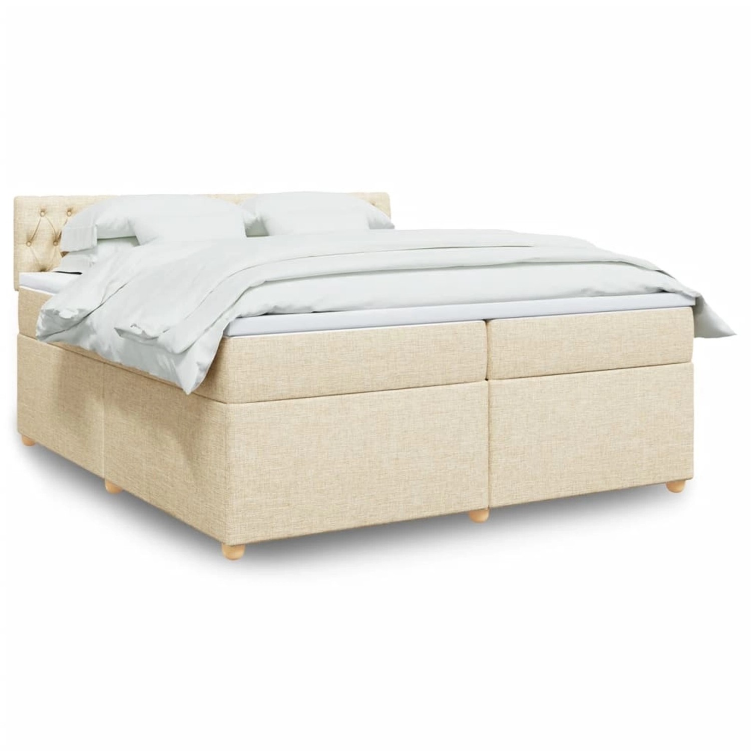 vidaXL Boxspringbett mit Matratze Creme 200x200 cm Stoff 3289099 günstig online kaufen