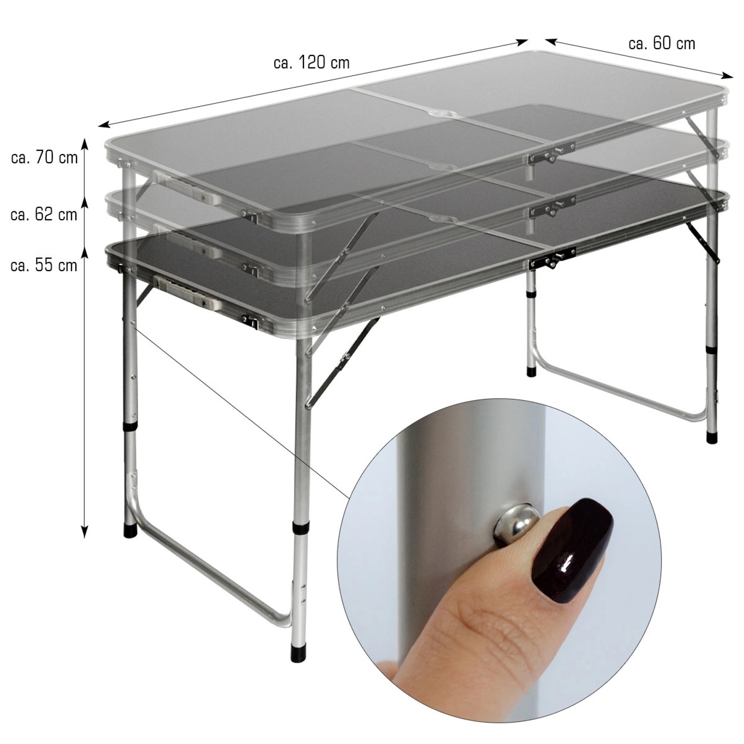 AMANKA Campingtisch 120 x 60 x 70 cm Grau kaufen bei OBI
