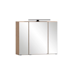 Held Möbel 3D-Spiegelschrank Padua, 80 cm, Wotan Eiche mit LED-Leuchte.