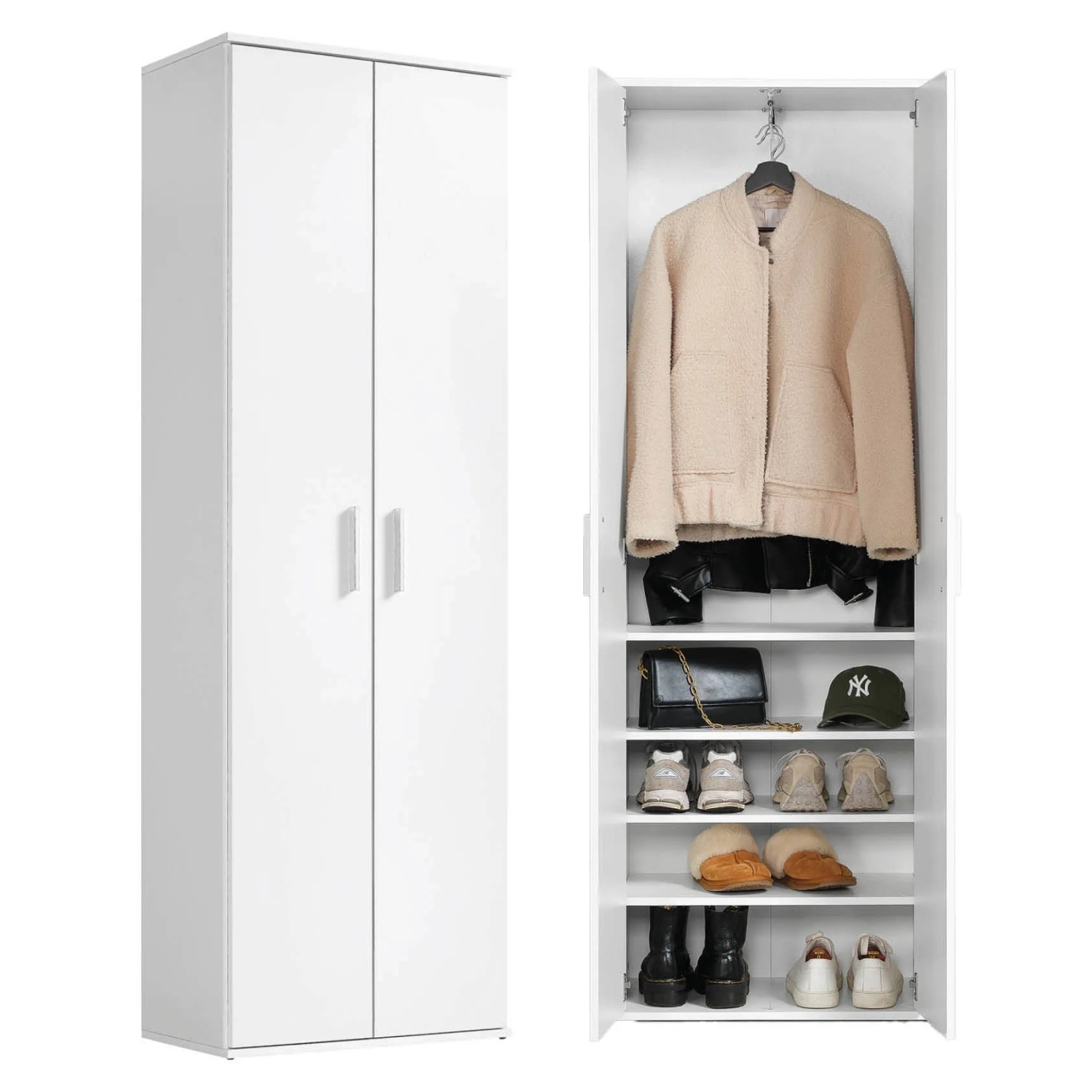 Thumbnail - mokebo Garderobenschrank Der Lange Flurschrank Haushaltsschrank oder Mehrzweckschrank in Weiß