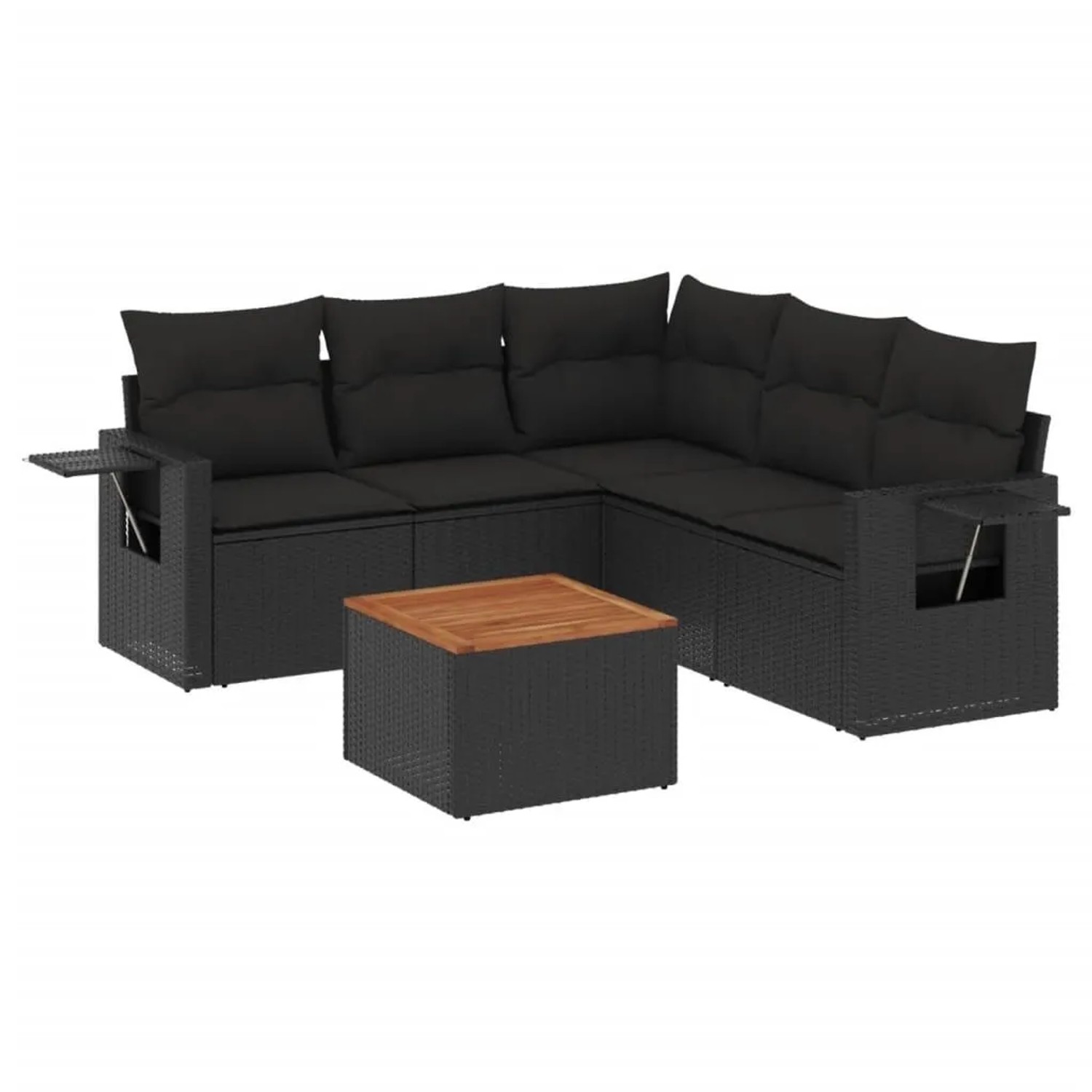 vidaXL 6-Tlg Garten-Sofagarnitur mit Kissen Schwarz Poly Rattan 3224557 günstig online kaufen