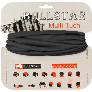 Bullstar Multituch, schwarz, vielseitig tragbar als Mütze, Schal oder Stirnband. Arbeitskleidung Zubehör.