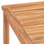 Detailansicht Gartentisch: Teakholz Tischplatte und Tischbein des vidaXL Esstischs.