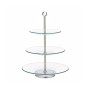 Elegante Relaxdays Etagere aus Glas und Edelstahl mit 3 transparenten runden Ebenen und Griff zum Servieren.