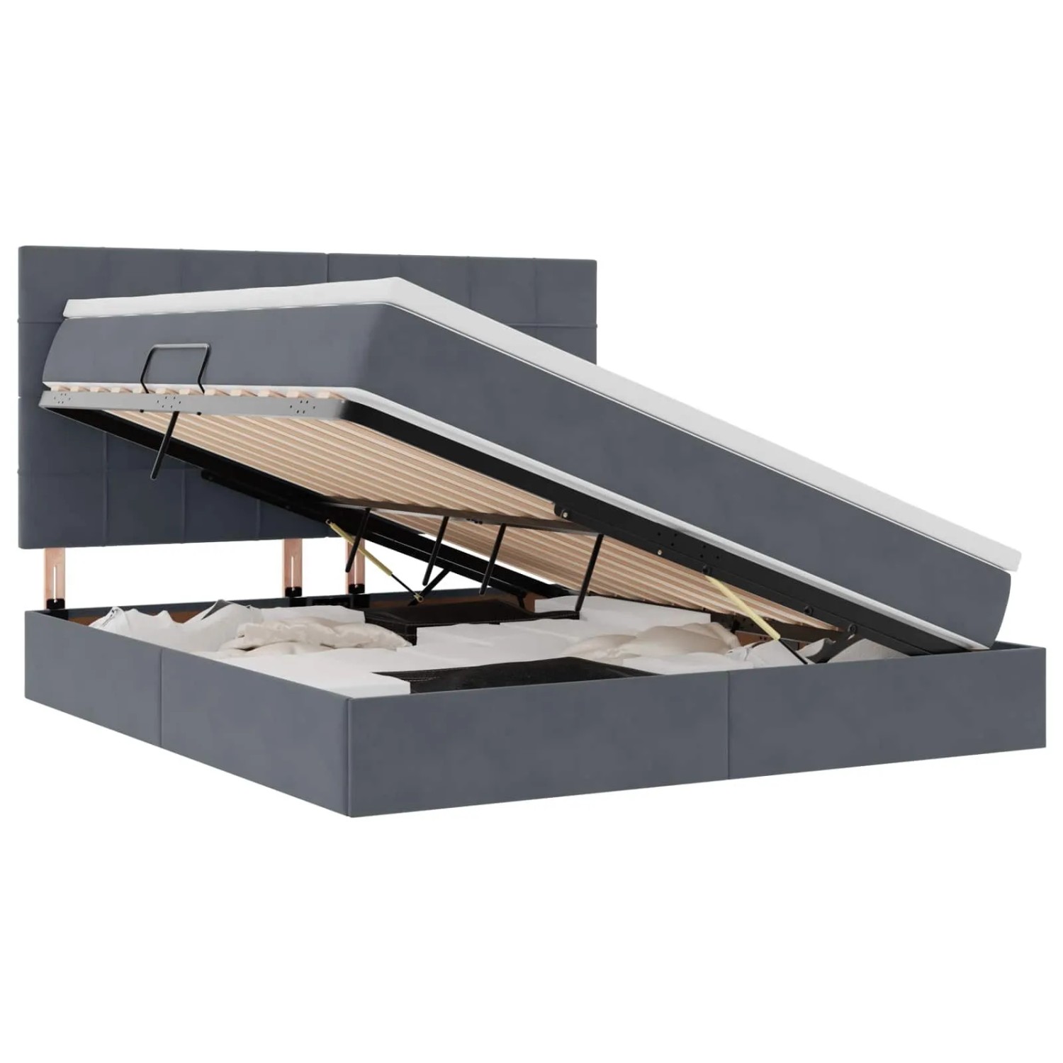 vidaXL Bett mit Stauraum und LED Dunkelgrau 180 x 200 cm Samt 3372046 günstig online kaufen