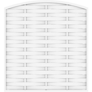 Weißer Sichtschutzzaun Longlife Romo mit Rundbogen, geflochtene Optik, 180x180/196 cm.