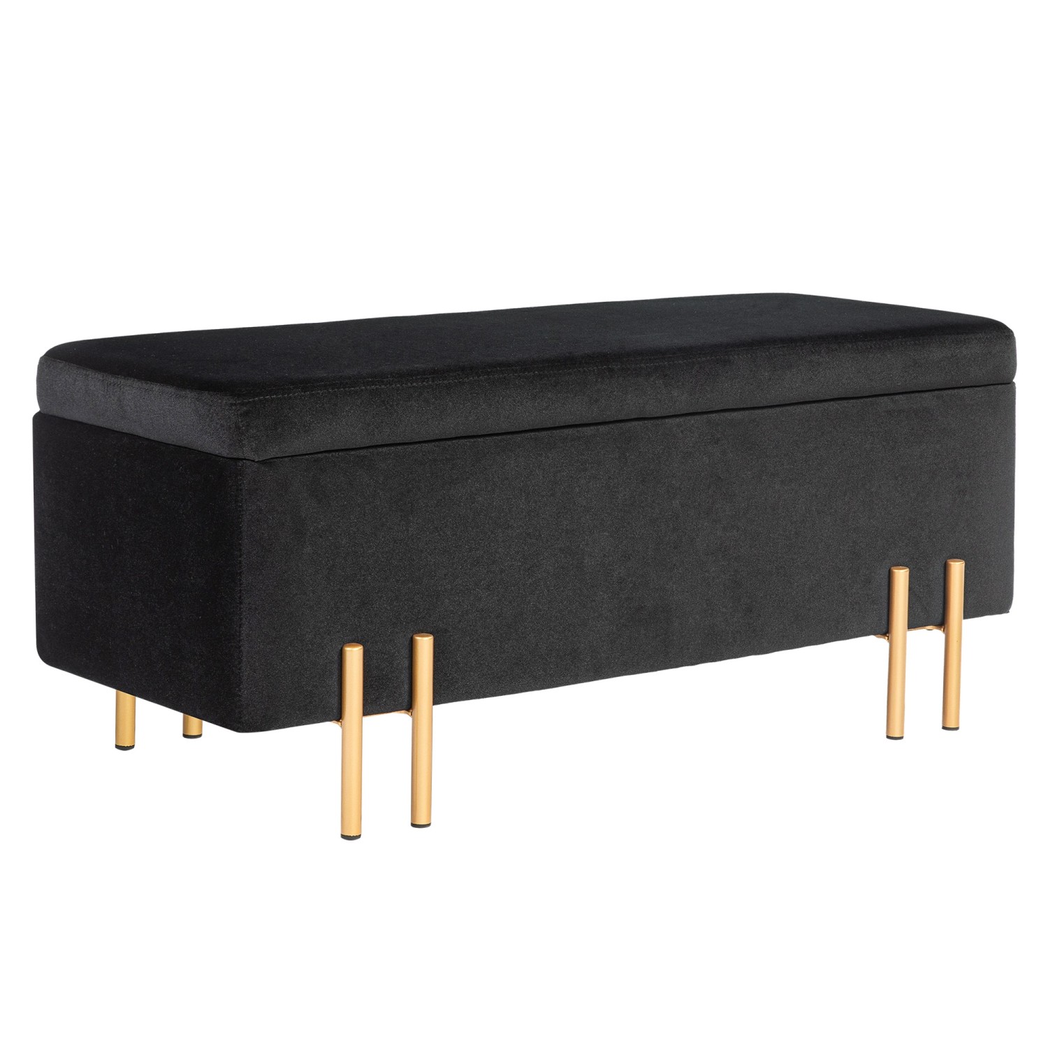 HOMCOM Sitzbank mit Stauraum Samt Holz Schwarz 100B x 40T x 42H cm