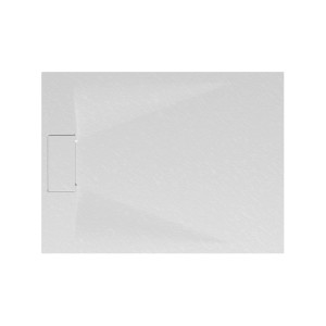 Rechteckige, extraflache Schulte Duschwanne ExpressPlus 120x90 cm in Weiß mit Steinoptik.