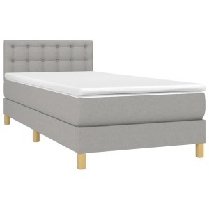 vidaXL Boxspringbett mit Matratze Hellgrau 90x190 cm Stoff 3140897
