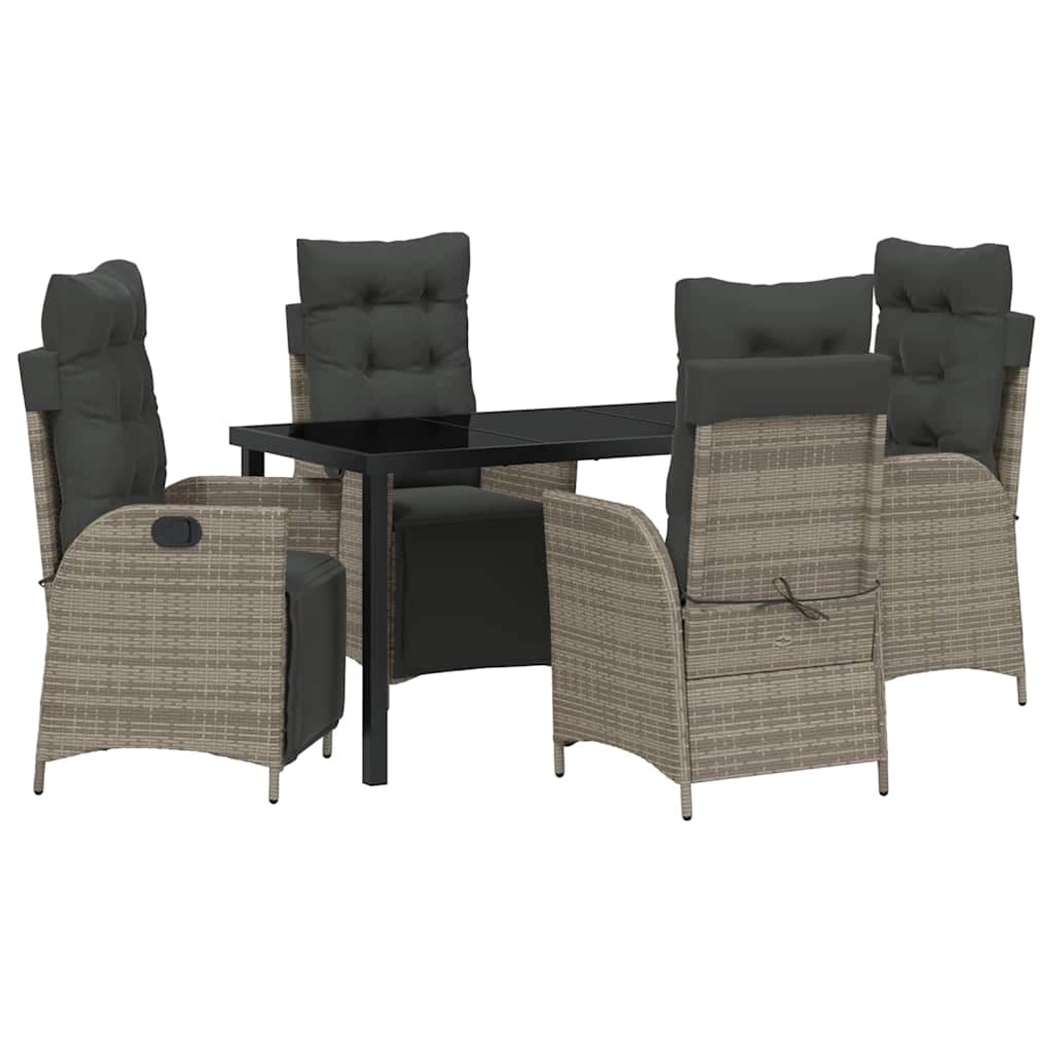 vidaXL Garten Essgruppe 5-Tlg Grau Poly Rattan 3380549 günstig online kaufen