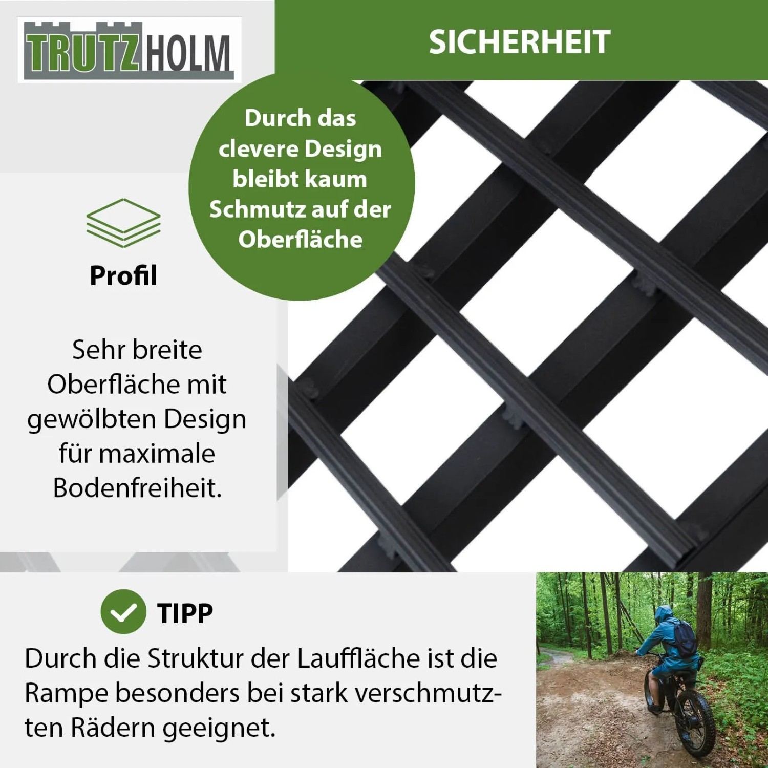 TRUTZHOLM 1 x Auffahrrampe 230 cm Traglast 680 kg Klappbar Schwarz_5