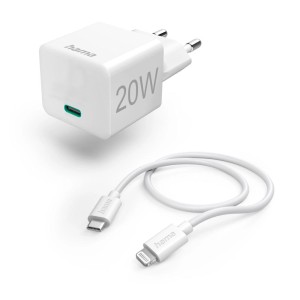 Hama Schnellladegerät mit Lightning Kabel, 20W, weiß, für Smartphones & Tablets.