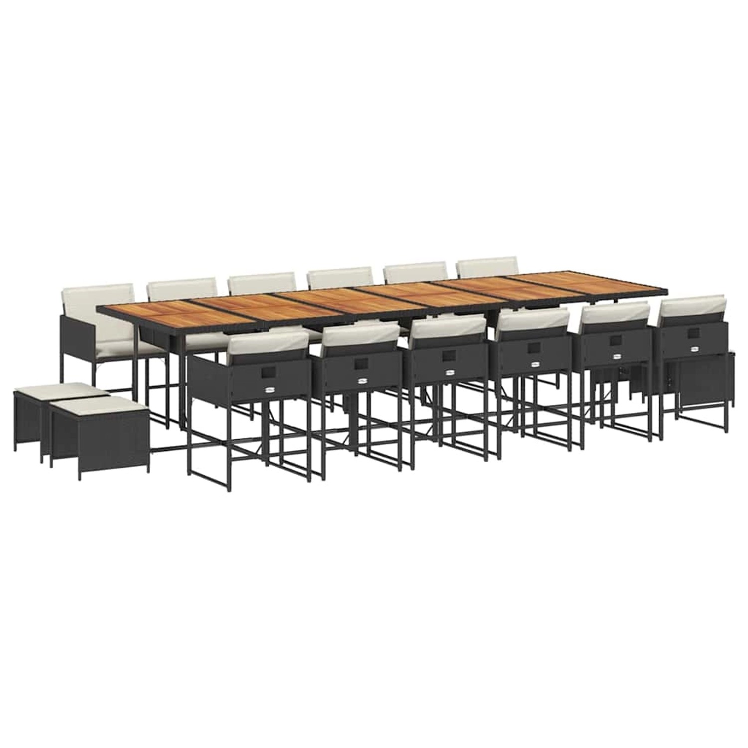 vidaXL 17-Tlg Garten-Essgruppe mit Kissen Schwarz Poly Rattan 3211371 günstig online kaufen