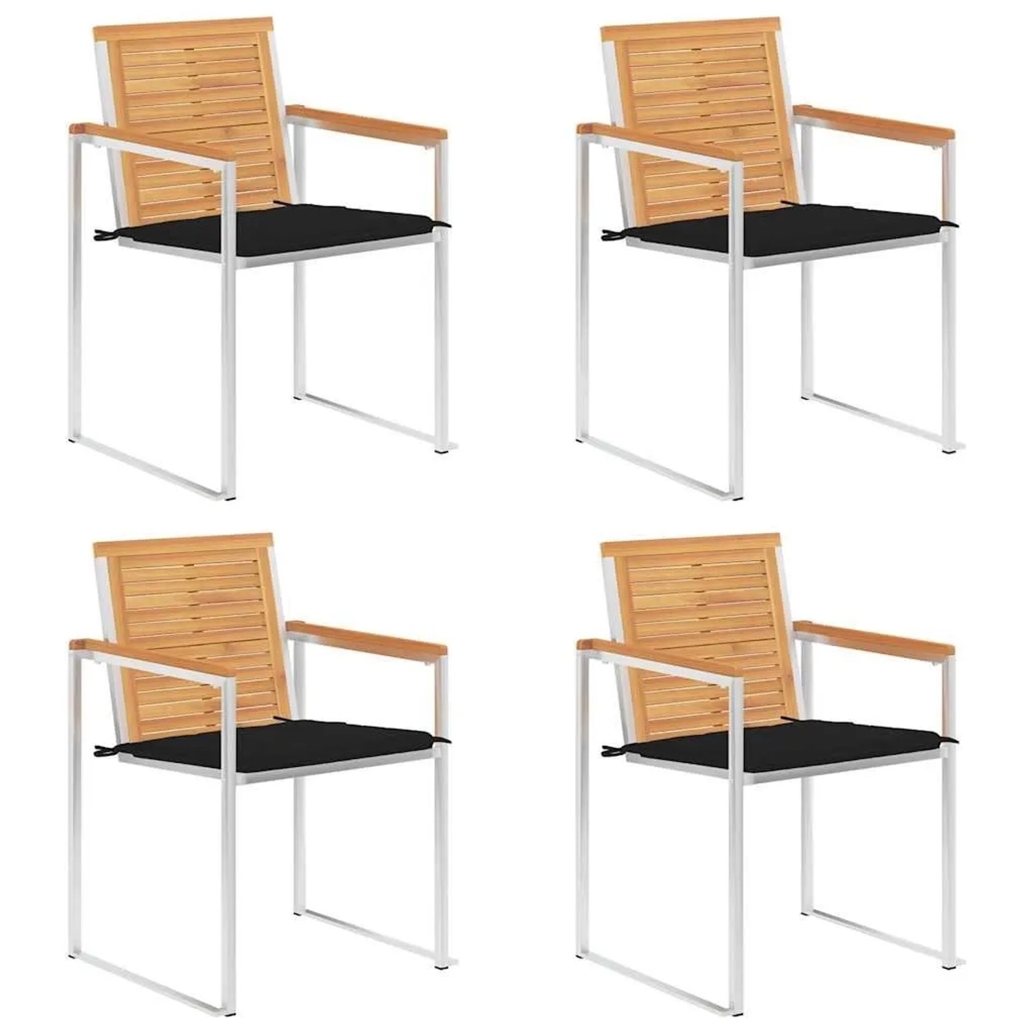 vidaXL Gartenstühle 4 Stk mit Kissen Massivholz Teak 3078561