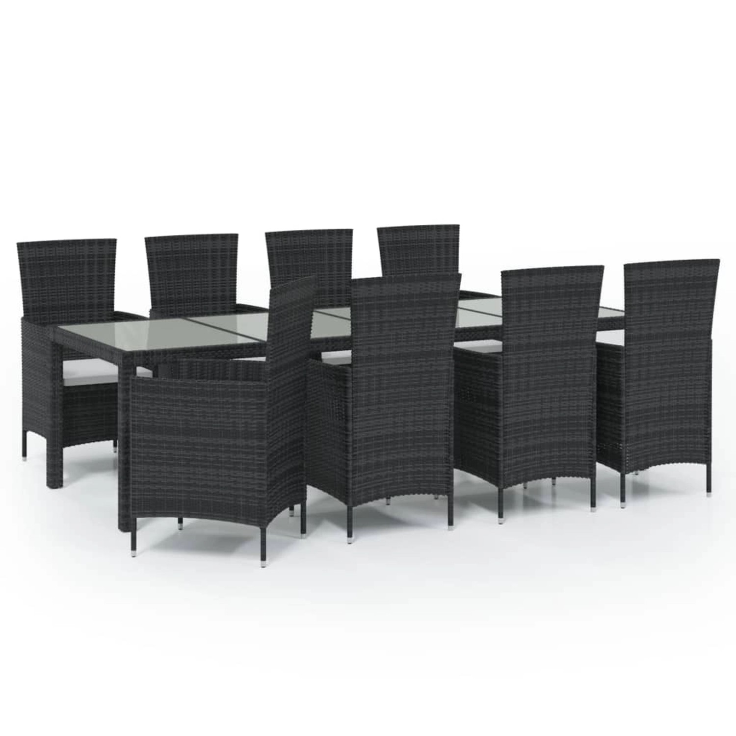 vidaXL 9-Tlg Garten-Essgruppe mit Kissen Poly Rattan Schwarz 3094831 günstig online kaufen