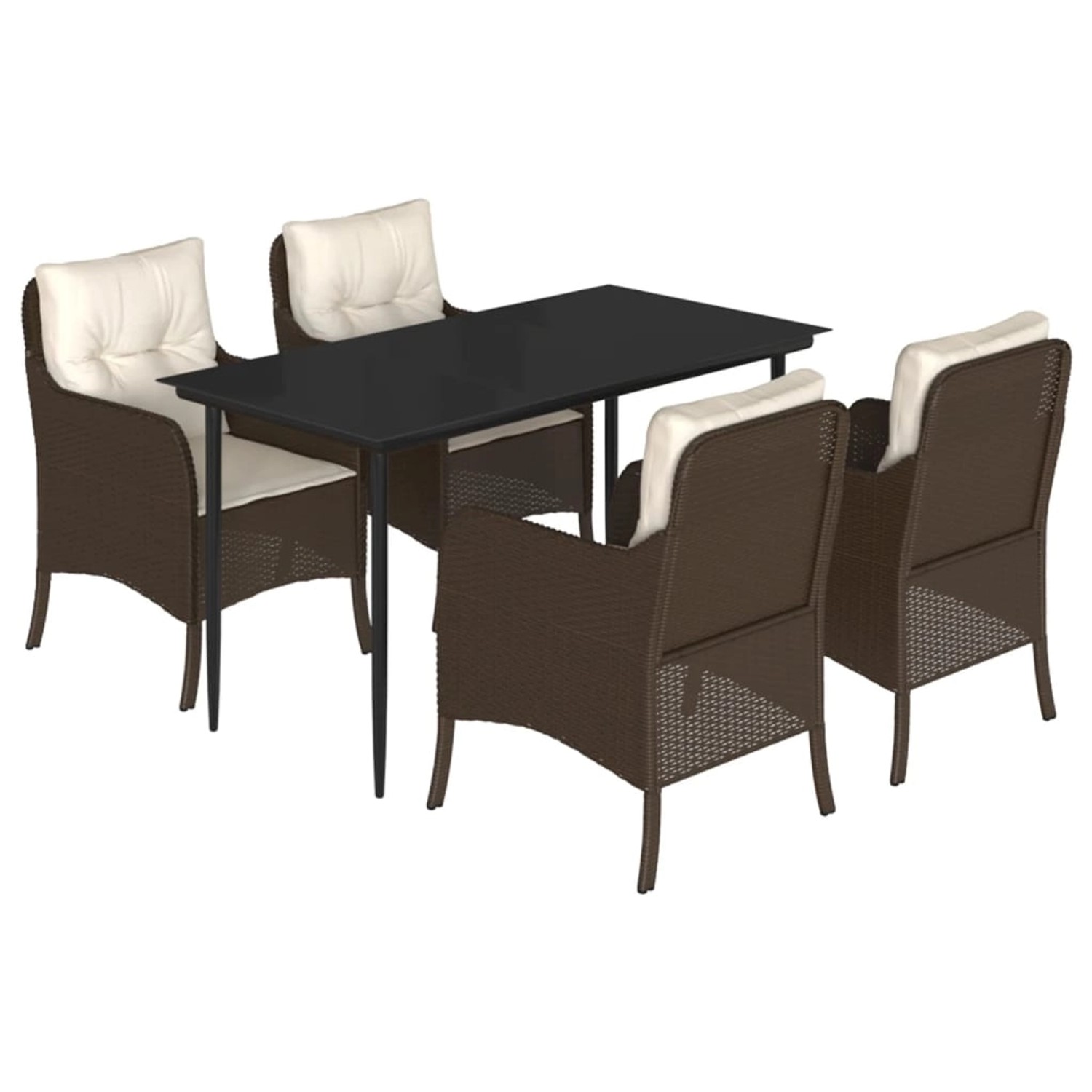 vidaXL 5-Tlg Garten-Essgruppe mit Kissen Braun Poly Rattan 3211936 günstig online kaufen