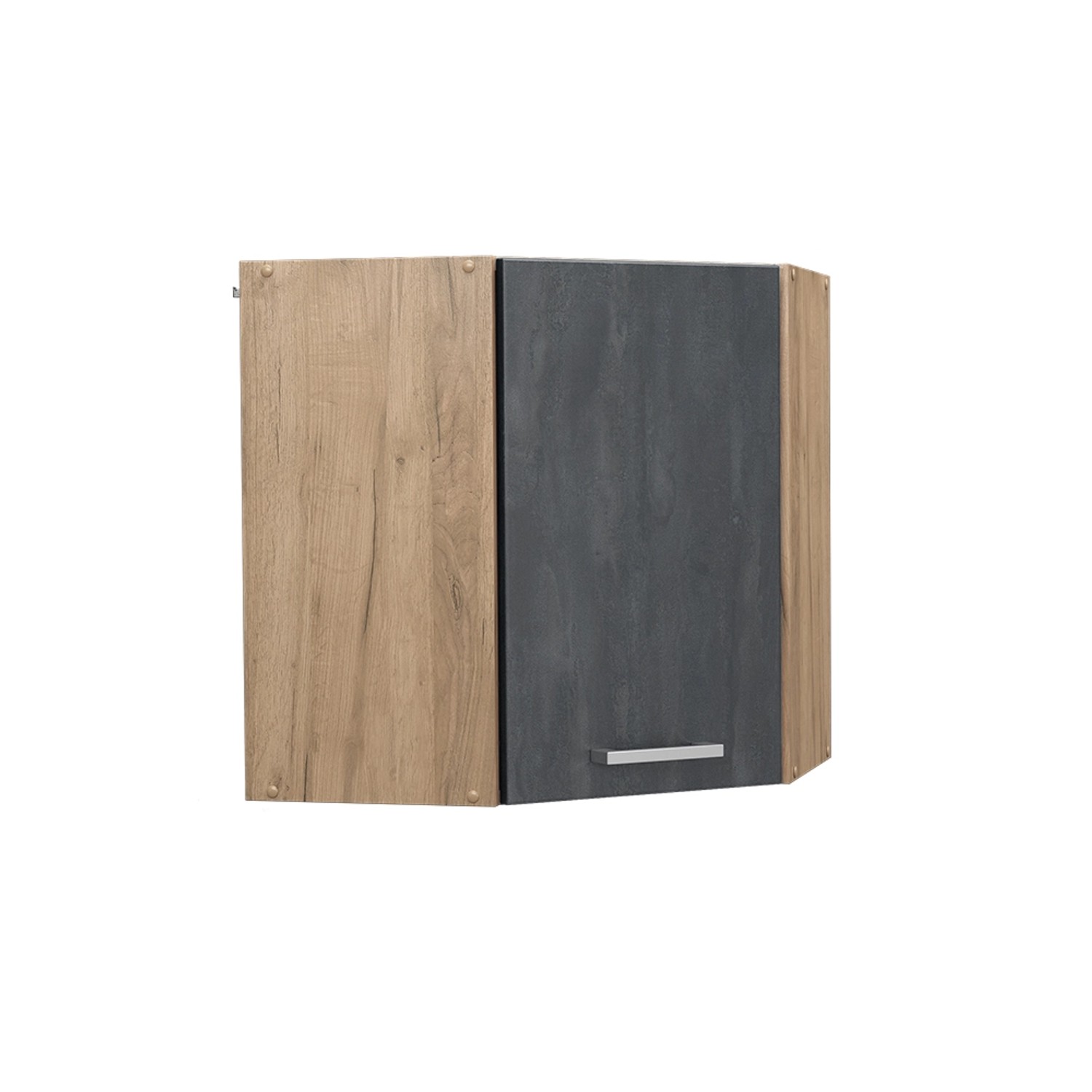 Vicco Eckhängeschrank R-Line Küchen-Eckschrank Schwarz Beton/Goldkraft Eiche 57 cm