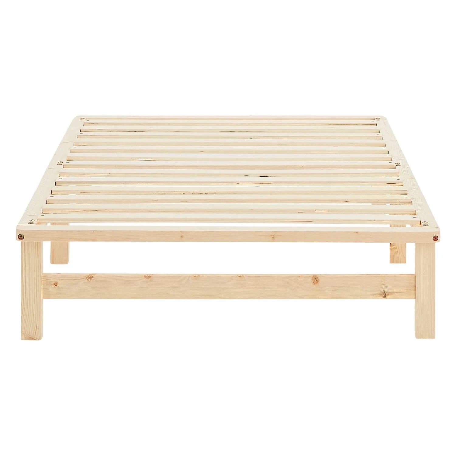 Homestyle4u Palettenbett 90x200 cm aus Kiefernholz, naturfarben, mit Lattenrost.