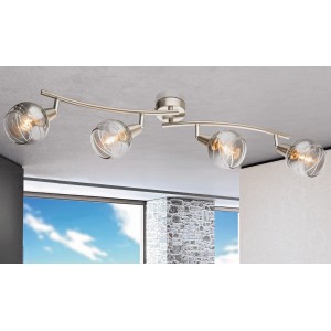 LED-Spot ROMAN, Nickel matt, mit 4 Leuchten und klaren Gläsern. Modern und energieeffizient.