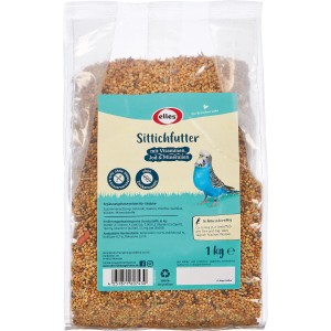 Elles Sittichfutter 1 kg im transparenten Beutel, Mischung aus Saaten, Gemüse und Getreide.