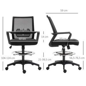 Vinsetto Bürostuhl Polyester Kunststoff 64L x 59B x 104-124H cm Schwarz