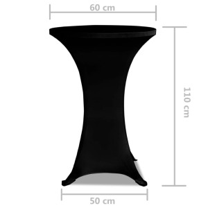 2er-Set schwarze Stretch-Tischhussen für Stehtische (Ø60cm), ideal für Partys & Empfänge.