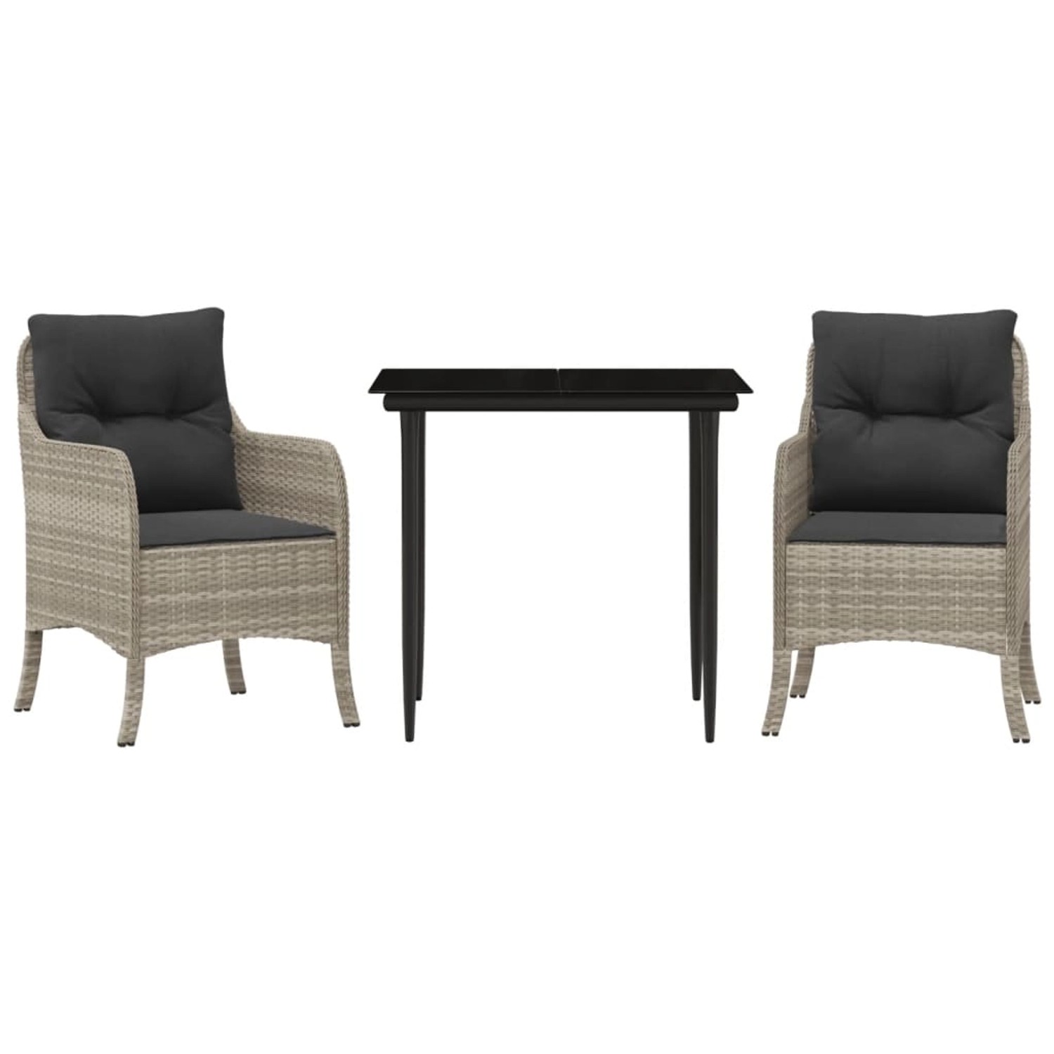 vidaXL 3-Tlg Garten-Essgruppe mit Kissen Hellgrau Poly Rattan 3211990 günstig online kaufen