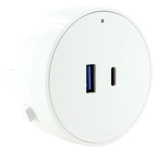 Schwaiger Stromschienen-Plug MSPW0310, weiße Steckdose mit USB-A und USB-C Anschluss.