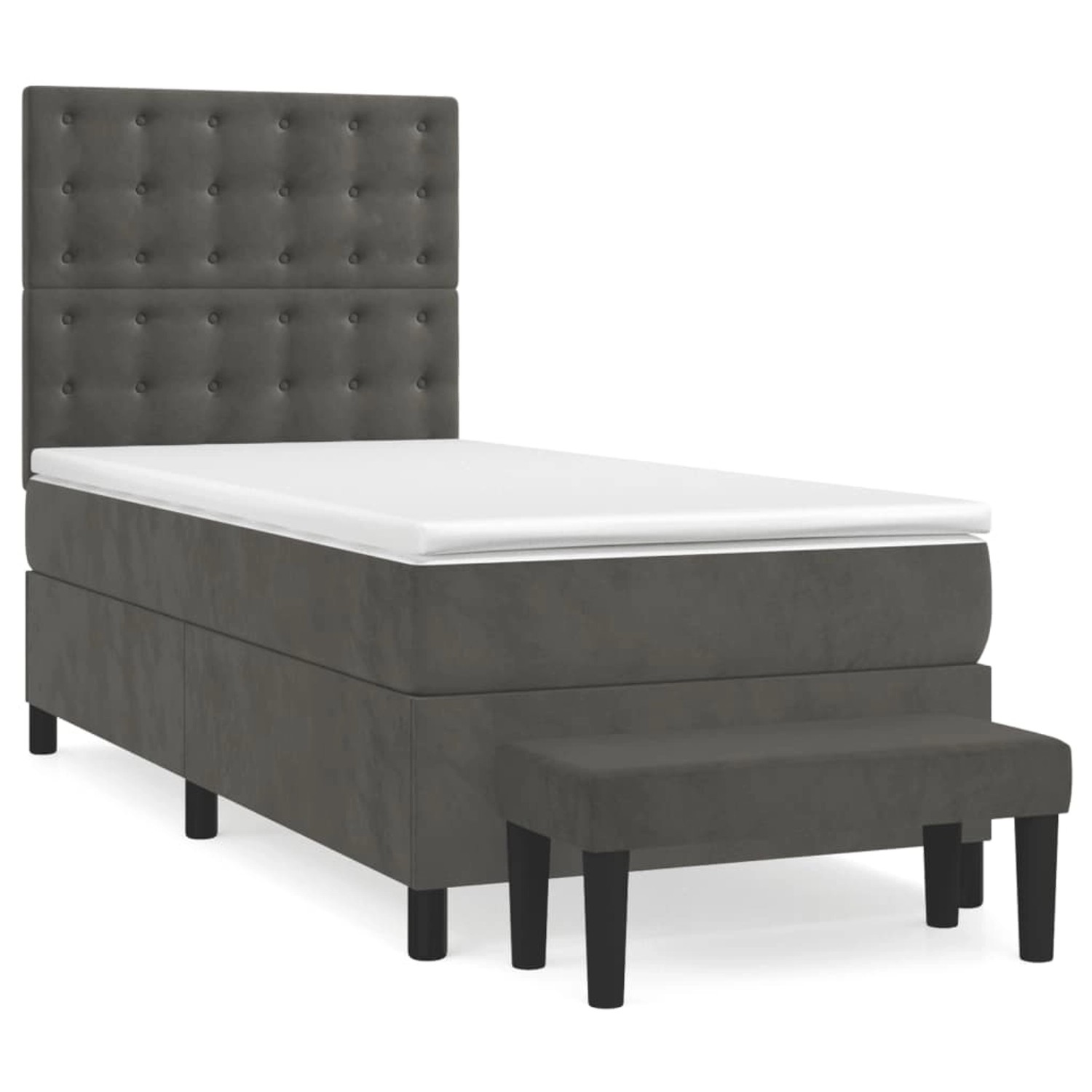 vidaXL Boxspringbett mit Matratze Dunkelgrau 100x200 cm Samt1359511 günstig online kaufen
